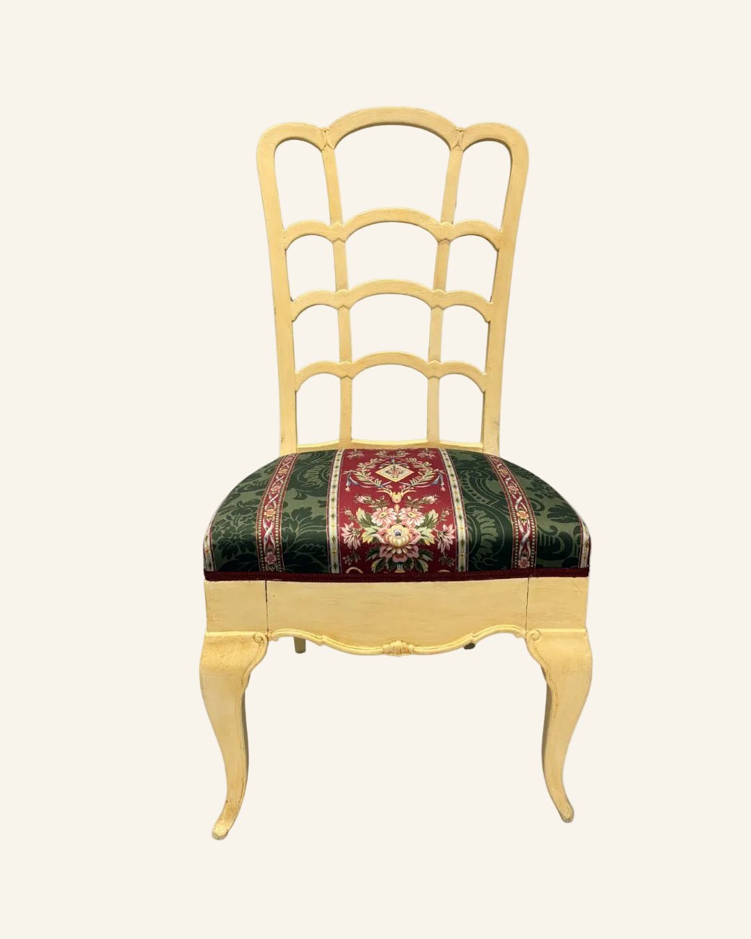 18th Century Swedish Antique Cream Painted Accent Chair with Tapestry Upholstery - Drue Bohrer Antiques