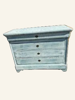 19th Century French Empire Commode in Blue Whitewashed Painted Finish - Drue Bohrer Antiques