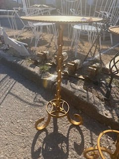 French Hand Forged Gilt Iron Martini / Guéridon Accent Table - Drue Bohrer Antiques