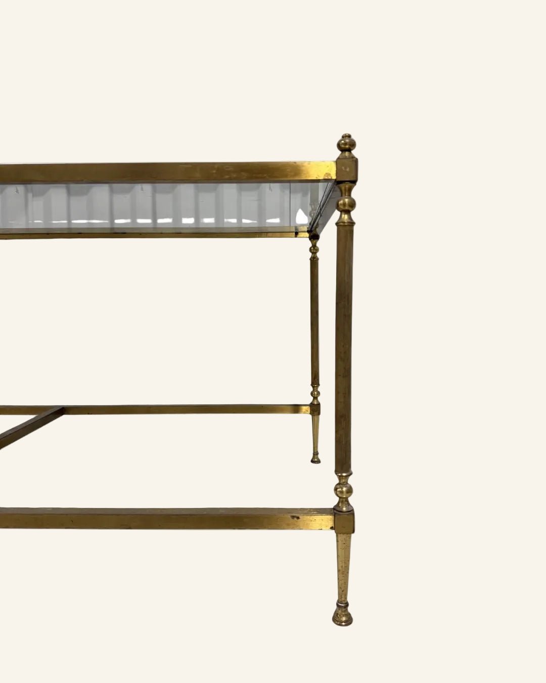 French Mid - Century Brass & Glass Cocktail Table in the Manner of Maison Baguès - Drue Bohrer Antiques