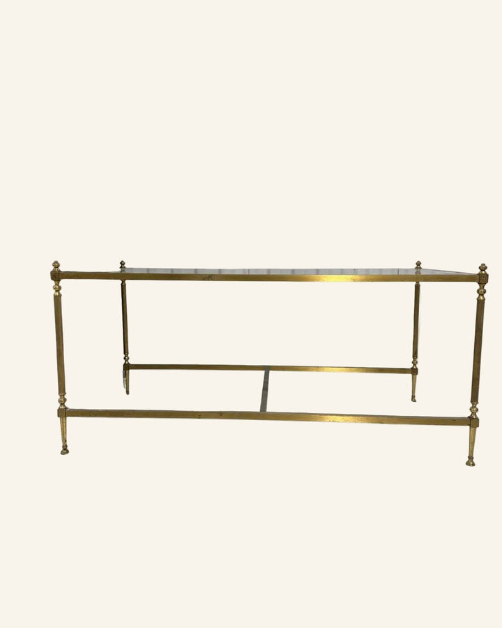 French Mid - Century Brass & Glass Cocktail Table in the Manner of Maison Baguès - Drue Bohrer Antiques