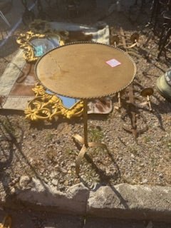 French Mid - Century Style Hand Forged Gilt Iron Martini / Guéridon Accent Table - Drue Bohrer Antiques