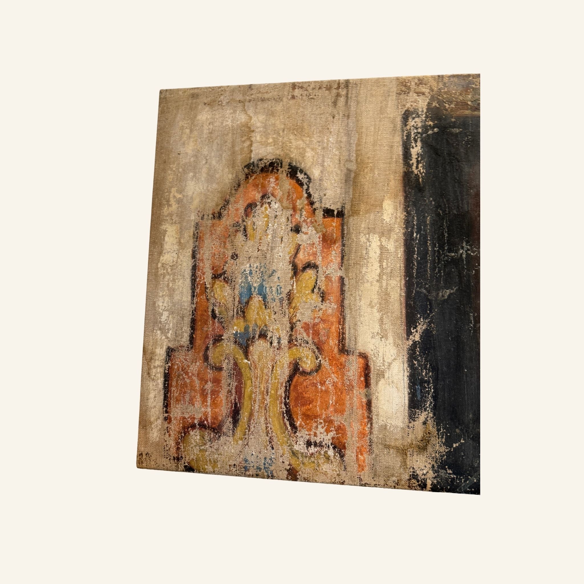 Pair of 17th Century Italian Painted Canvases Recovered from a Church in Volterra - Drue Bohrer Antiques
