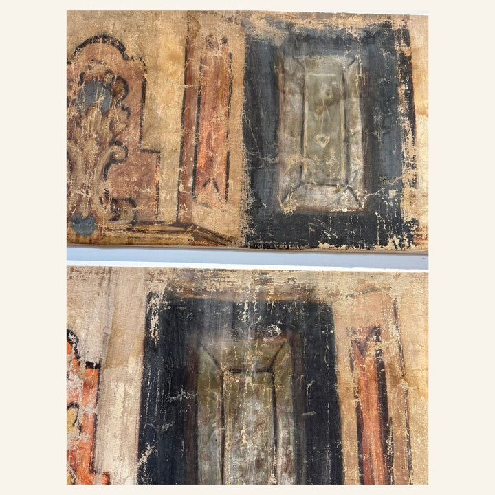 Pair of 17th Century Italian Painted Canvases Recovered from a Church in Volterra - Drue Bohrer Antiques
