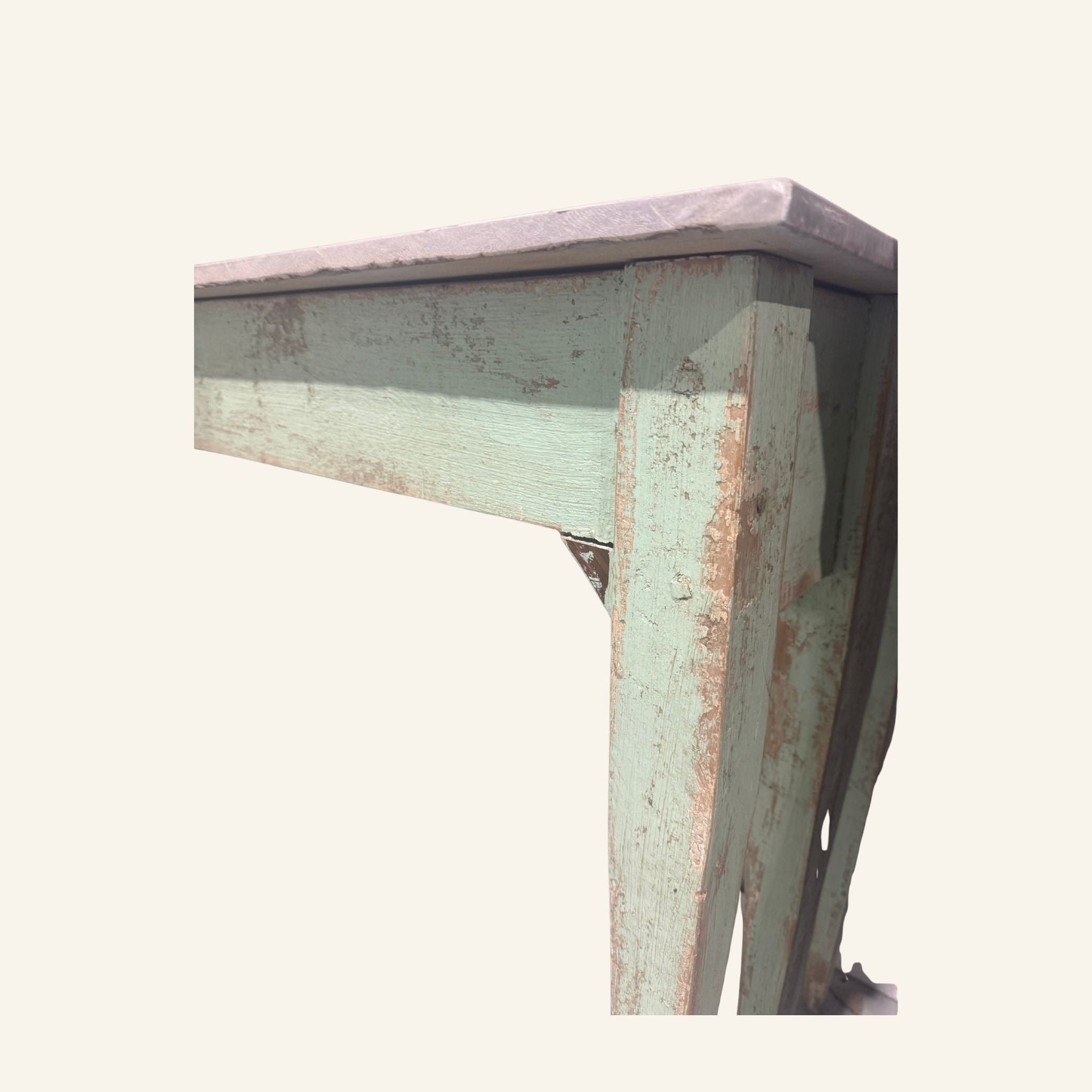 Pair of 19th Century French Directoire Style Painted Console Tables in Faded Celadon Green - Drue Bohrer Antiques