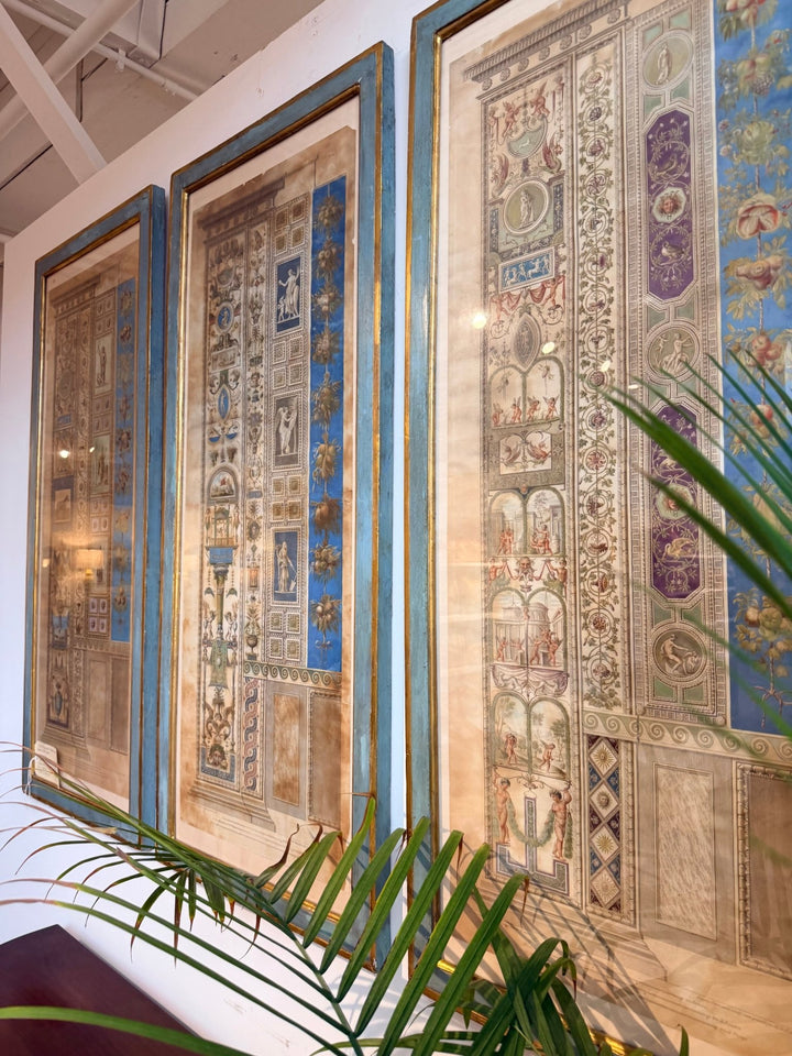 Three Architectural Watercolor Panels from a Seventeenth-Century Neapolitan Villa Naples, Italy - Drue Bohrer Antiques